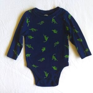 old navy dinosaur print long sleeve bodysuit diaper shirt 6-12 months baby boy